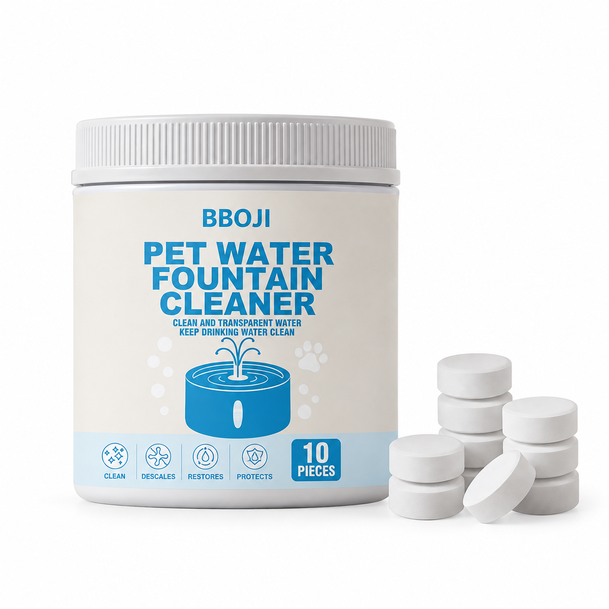 Pet Water Fountain Cleaner Tablets – 10 Count