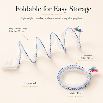 Interactive Spiral Cat Tunnel with Feather & Plush Mouse Toys