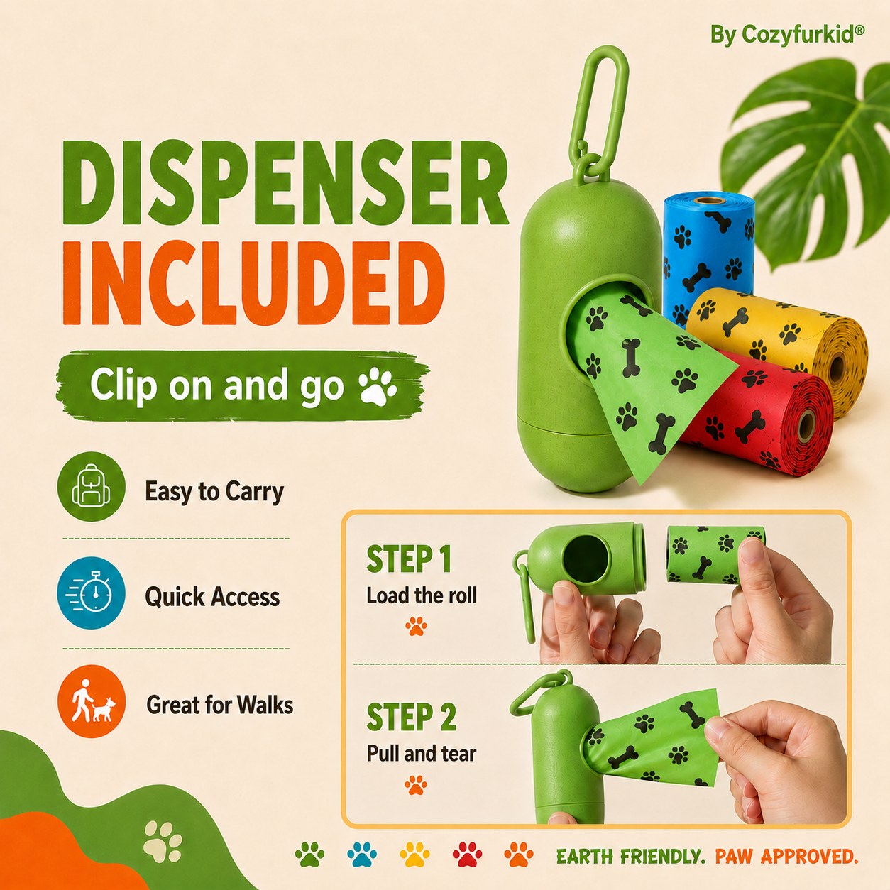 Cozyfurkid Compostable Pet Poop Bags – Leakproof & Tear-Resistant