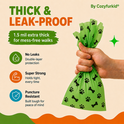 Cozyfurkid Compostable Pet Poop Bags – Leakproof & Tear-Resistant