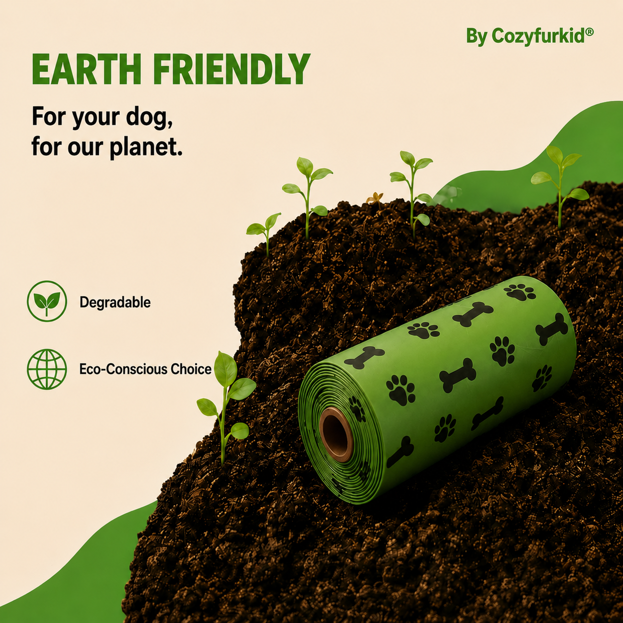 Cozyfurkid Compostable Pet Poop Bags – Leakproof & Tear-Resistant