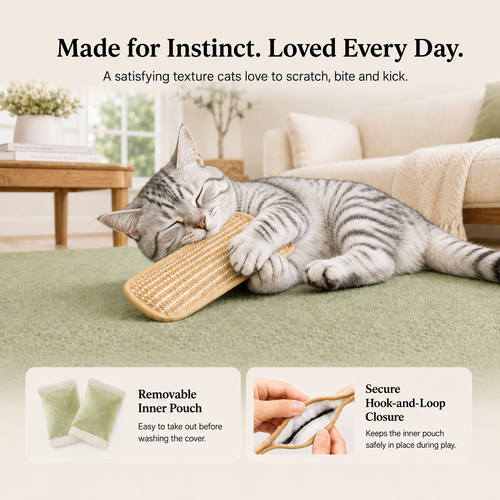 Catnip Sisal Kicker Toy for Indoor Cats – Natural Scratch, Bite & Bunny Kick Toy for Bored Cats