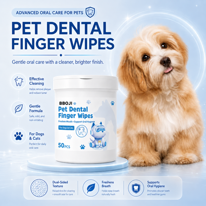 No Brush, No Battle.Dual-Sided Pet Dental Wipes for Dogs & Cats